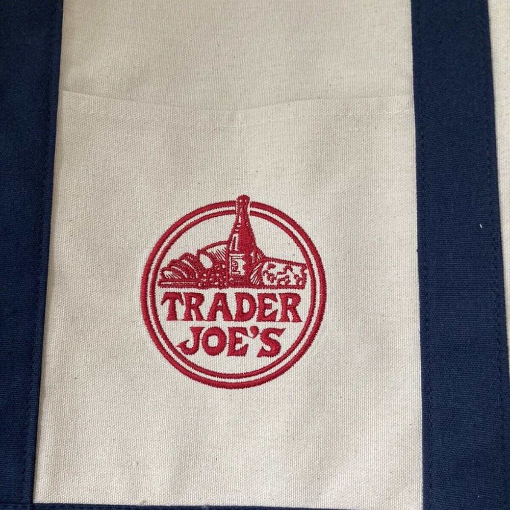 Trader Joe's Canvas Tote Bag NWT New With Tags Viral NAVY BLUE - Picture 4 of 5